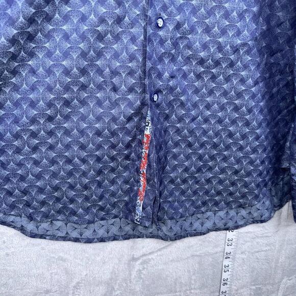 Robert Graham Classic Fit Long Sleeve Button Down Shirt Blue Geometric Men Sz XL - Picture 4 of 8